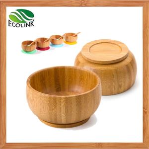 Baby peuter baby voeding instellen bamboe zuig Bowl met lepel