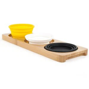 Opvouwbare Silicone Snack Bowls W Bamboe Base