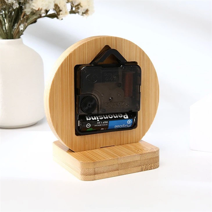 Creative Square Bamboo Desk Table Alarm Clock With Holder