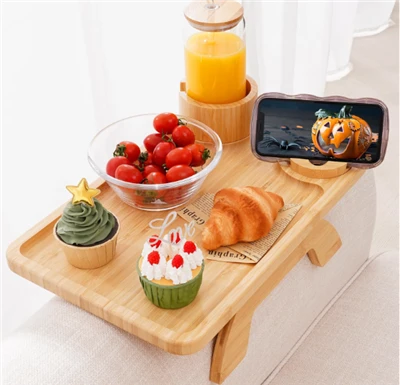 Bamboo Couch Cup Holder Sofa Arm Clip op tv -dienbladtafel