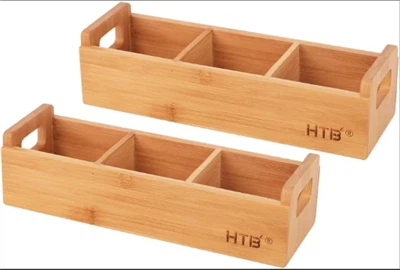 Portable Bamboo Tea Bag Organizer 3 Compartimenten